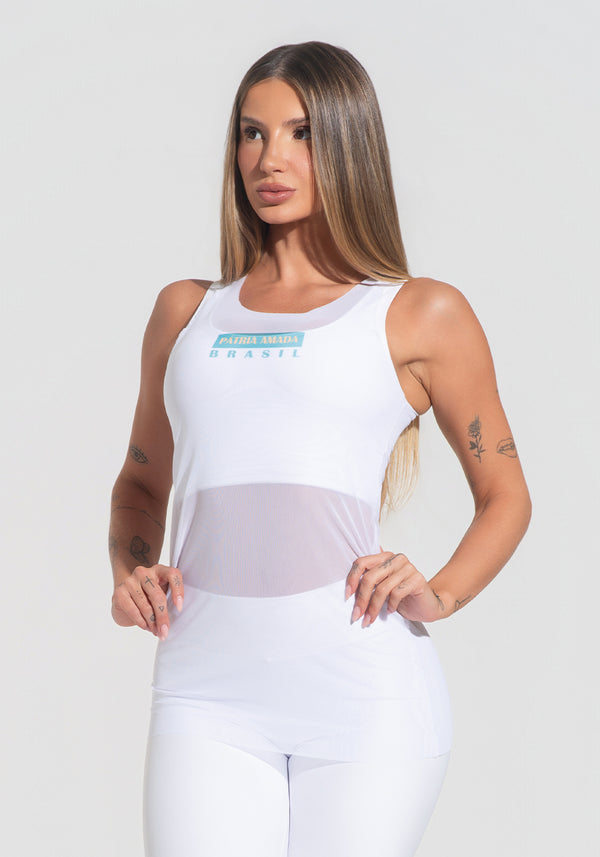 Camiseta Nadador Feminina Tule Pátria Amada Dlk Branco