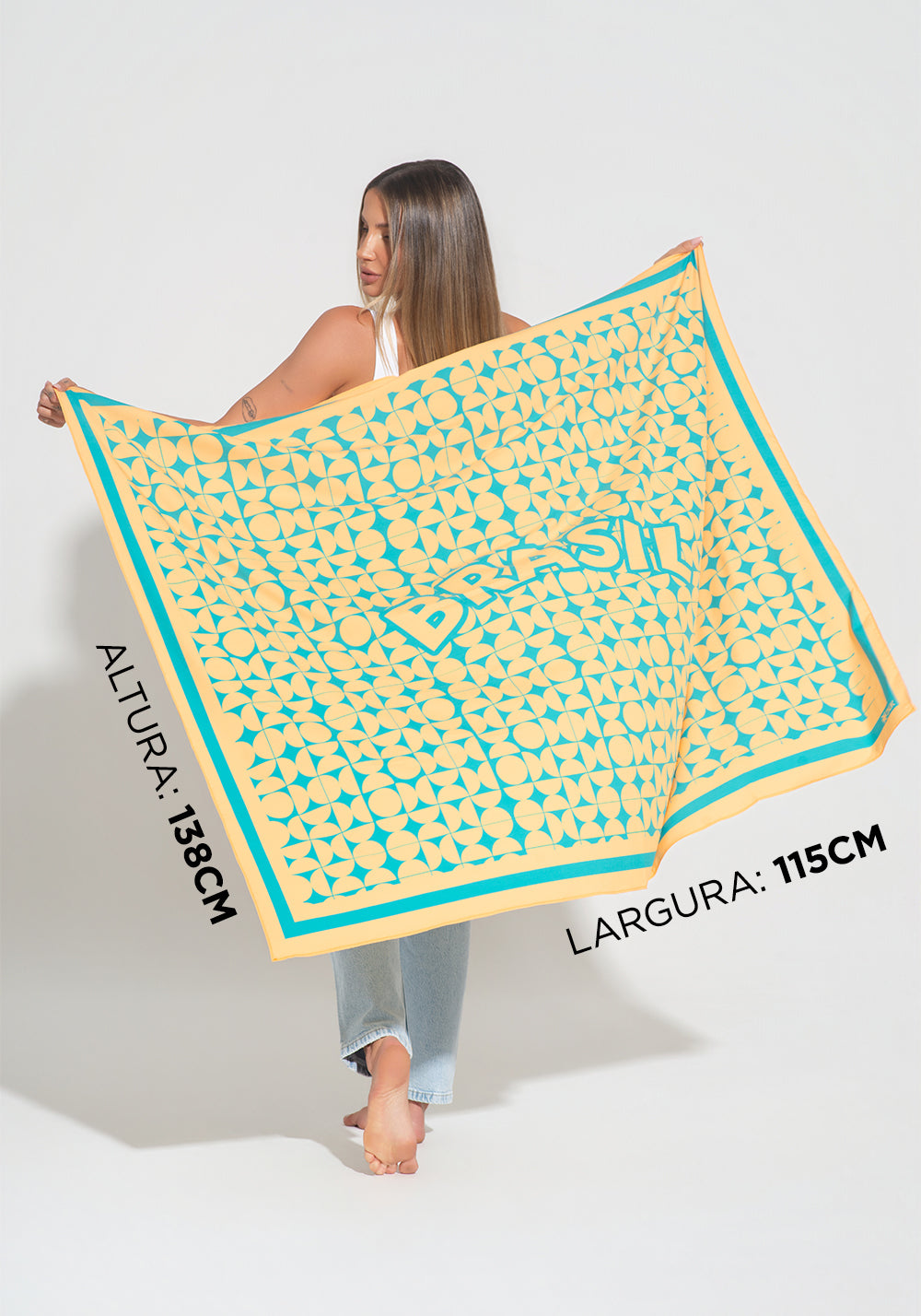 Canga Saída De Praia Estampada Brasil Verde E Amarelo Dlk