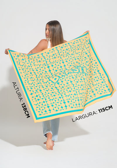 Canga Saída De Praia Estampada Brasil Verde E Amarelo Dlk