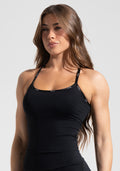 Top Alongado Fitness Feminino com Alças Cruzadas de Elástico Activity+ Dlk Preto e Branco