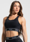 Top Fitness Feminino com Bojo e Costas Vazadas com Elástico Activity+ Dlk Preto e Branco