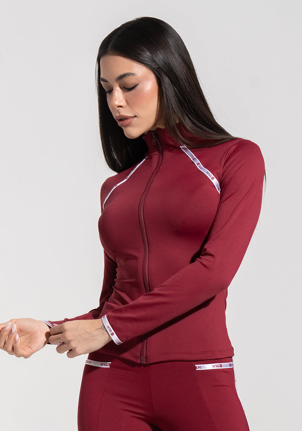 Casaco Fitness Feminino com Elástico Athletic Dlk Vermelho Cereja
