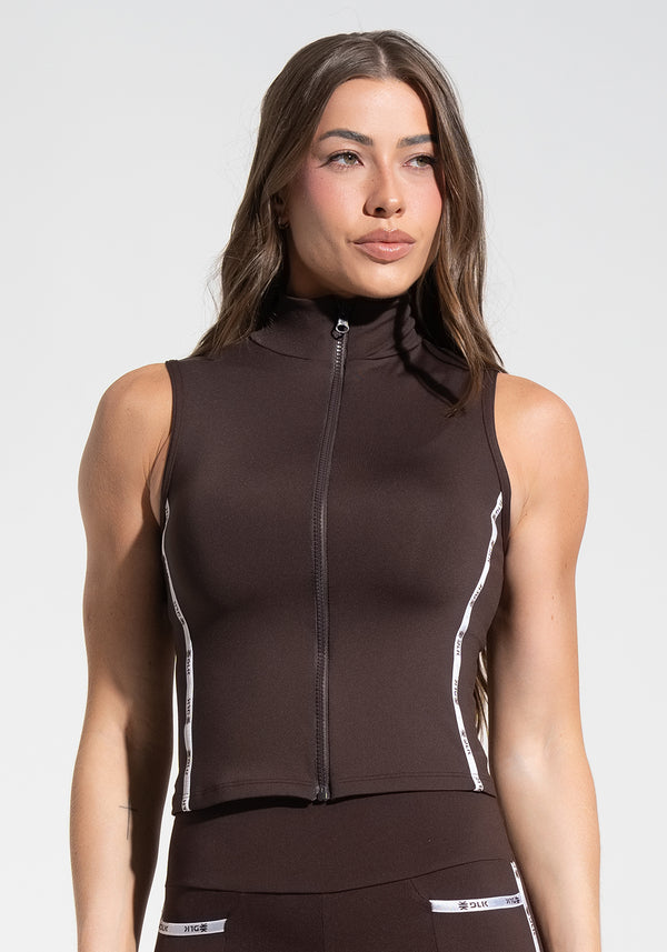 Colete Fitness Feminino com Elástico Athletic Dlk Marrom