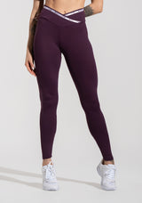 Legging Fitness Feminina com Cós Transpassado e Elástico Athletic Dlk Roxo