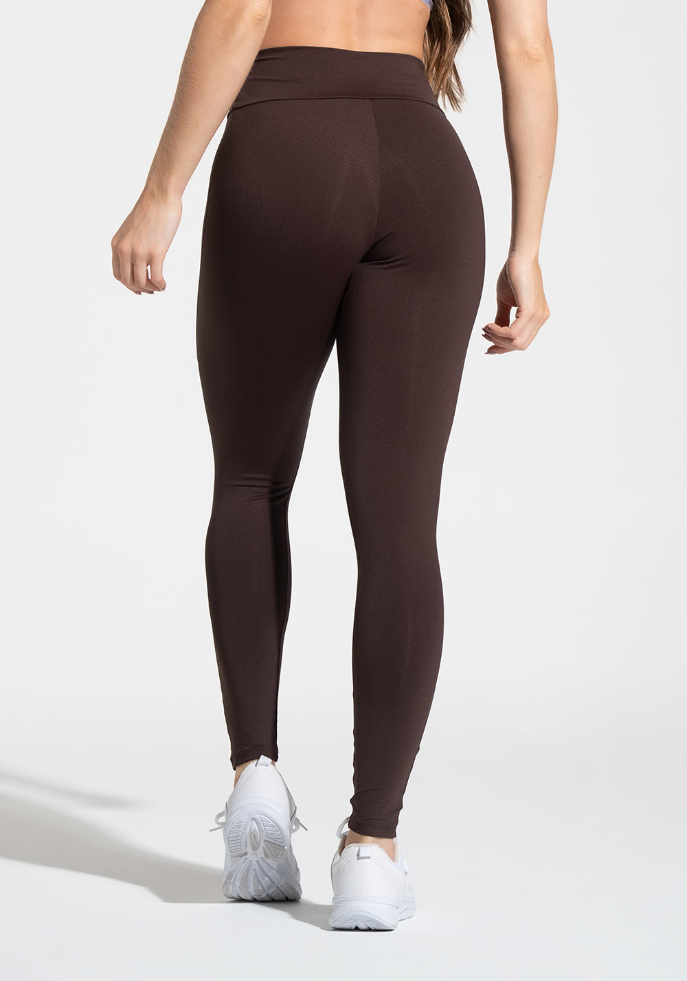 Legging Fitness Feminina com Cós Transpassado e Elástico Athletic Dlk Marrom