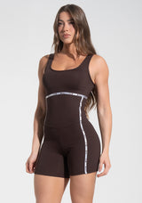 Macaquinho Fitness Feminino com Elástico Athletic Dlk Marrom