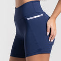 Short Fitness Feminino com Bolsos e Elástico Athletic Dlk Azul Marinho