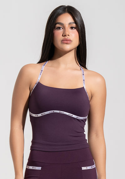 Top Alongado Fitness com Alças Cruzadas de Elástico Athletic Dlk Roxo