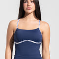 Camiseta Fitness com Alças Cruzadas de Elástico Athletic Dlk Azul Marinho