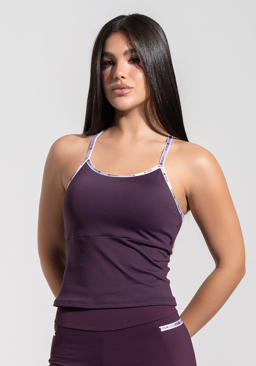 Top Alongado Fitness com Alças de Elástico Athletic Dlk Roxo