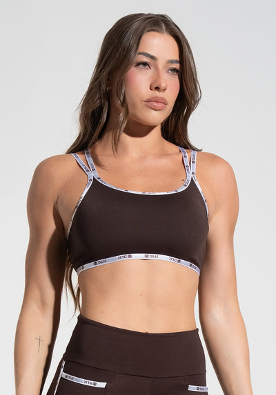 Top Fitness Feminino com Alças Duplas de Elástico Athletic Dlk Marrom