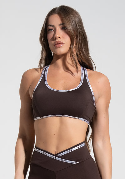 Top Fitness Feminino Nadador com Elástico Athletic Dlk Marrom