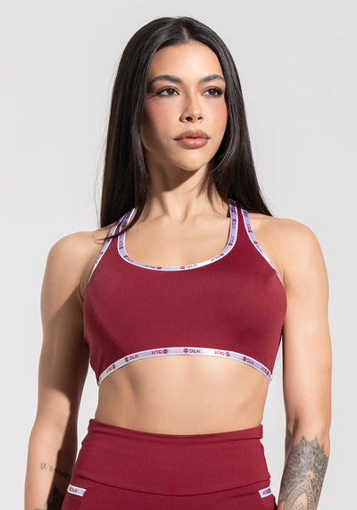 Top Fitness Feminino Nadador com Elástico Athletic Dlk Vermelho Cereja