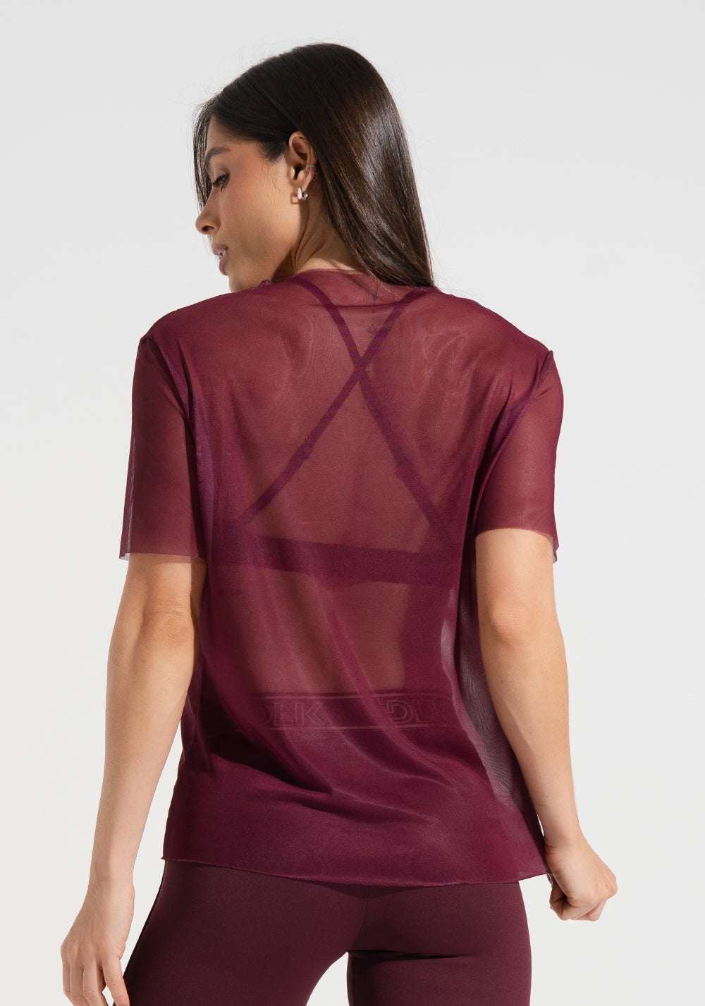 Blusa Fitness Feminina de Tule Estampada Respirar Activity Dlk