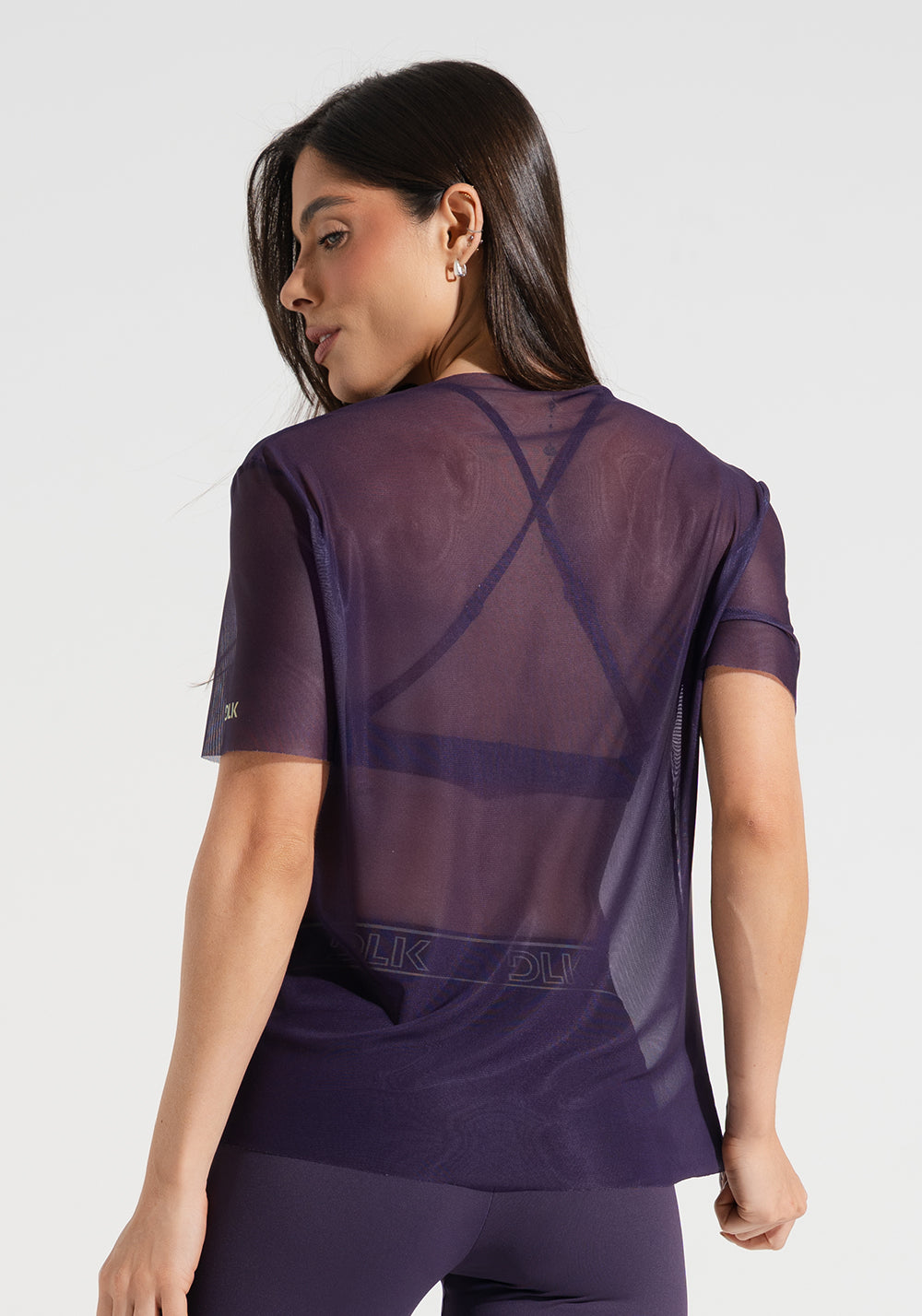 Blusa Fitness Feminina de Tule Estampada Fluir Sem Pressa Activity Dlk