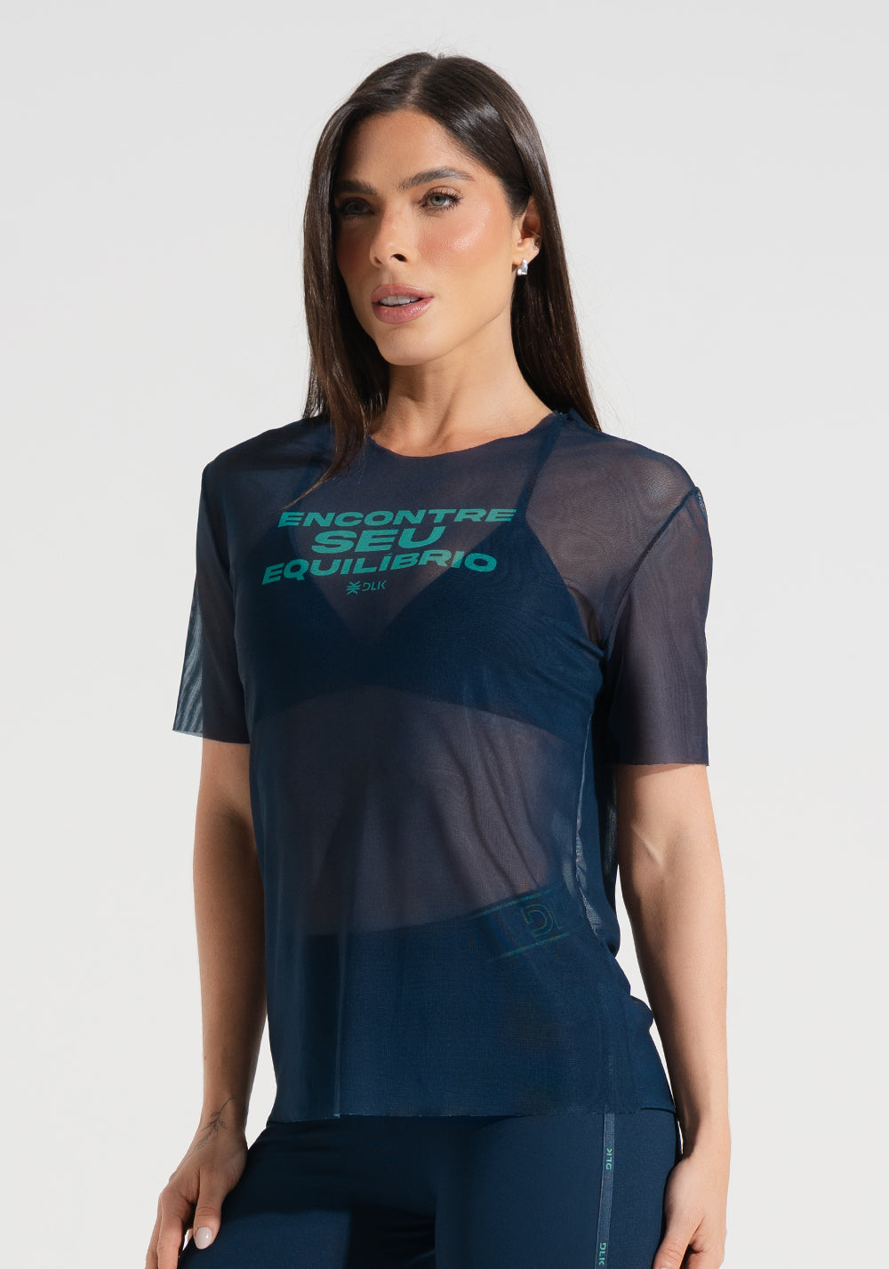 Blusa Fitness Feminina de Tule Estampada Encontre Seu Equilíbrio Activity Dlk