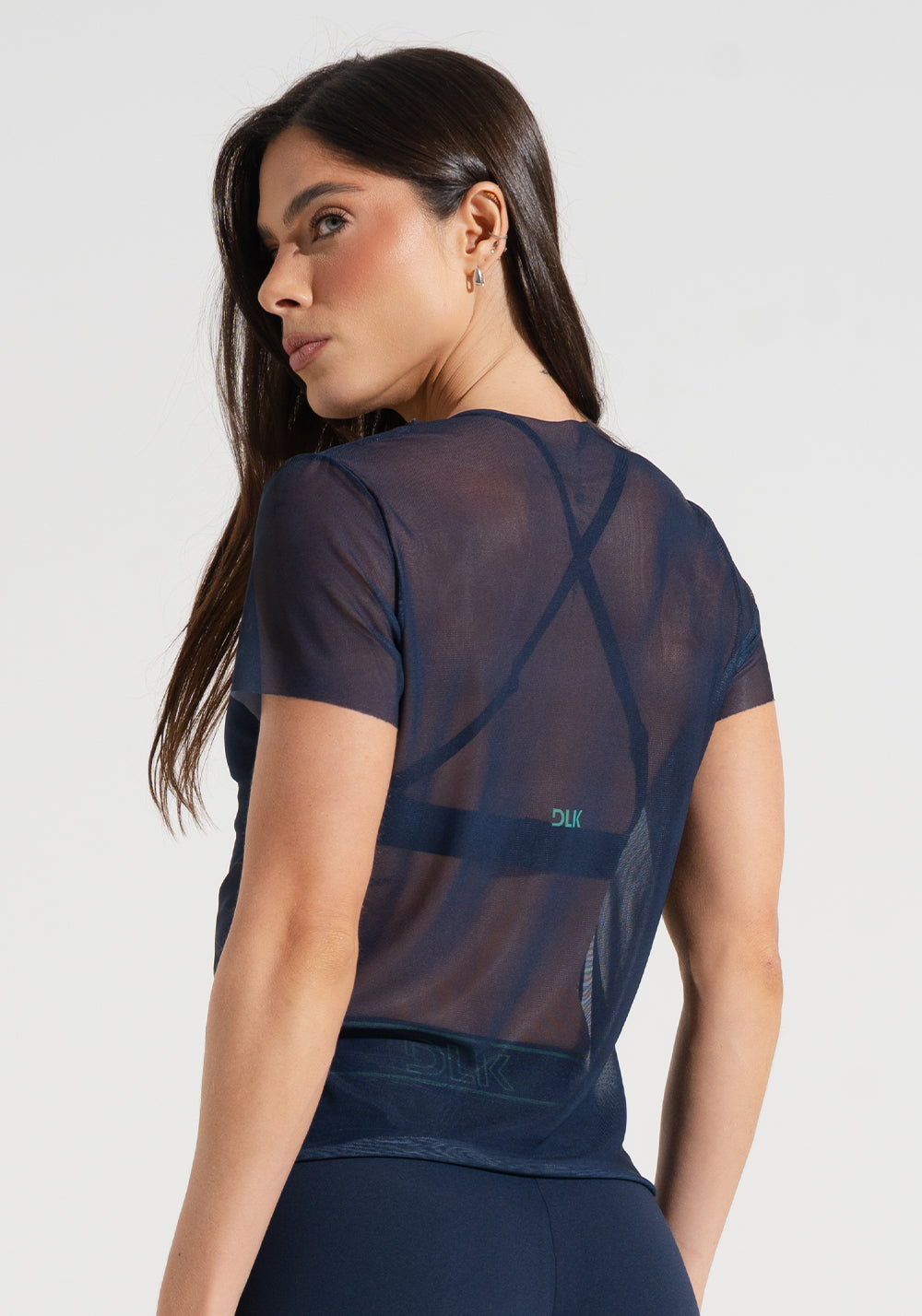 Blusa Baby Look Feminina de Tule Estampada Presença Activity Dlk