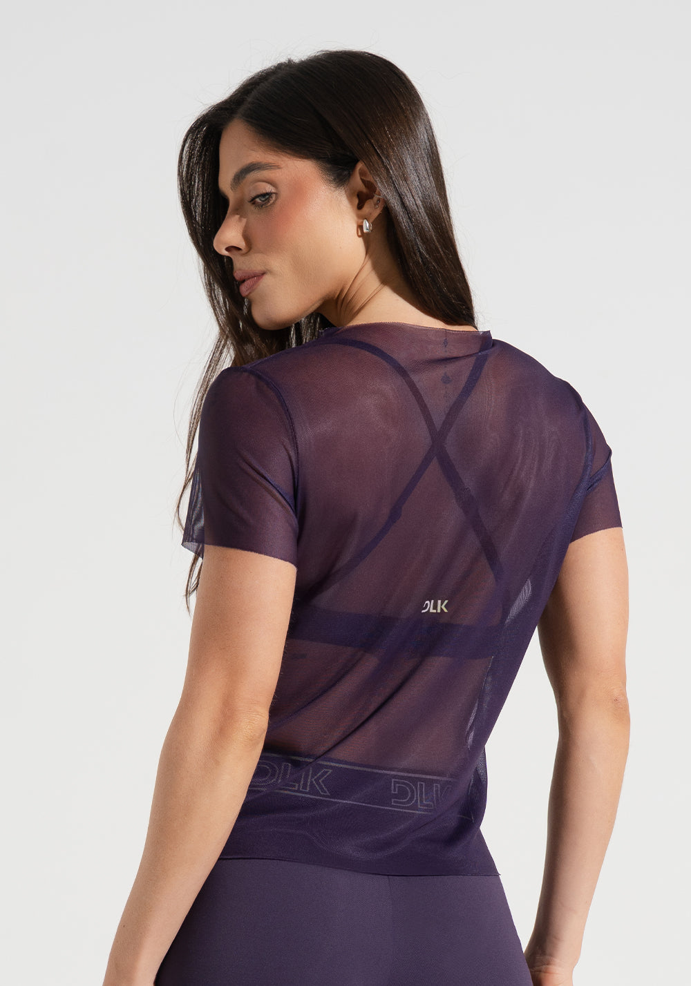 Blusa Baby Look Feminina de Tule Estampada Corpo em Movimento Activity Dlk