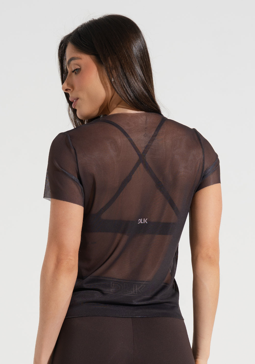 Blusa Baby Look Feminina de Tule Estampada Conexão Activity Dlk