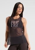 Camiseta Fitness Nadador Alongada de Tule Estampada Tudo Flui Activity Dlk