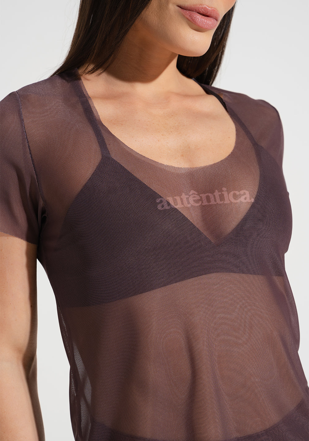 Blusa Baby Look Feminina de Tule Estampada Autêntica Soul Dlk