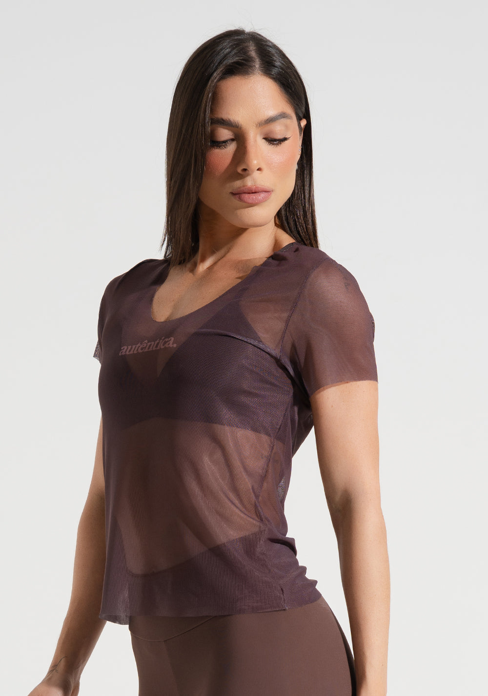 Blusa Baby Look Feminina de Tule Estampada Autêntica Soul Dlk