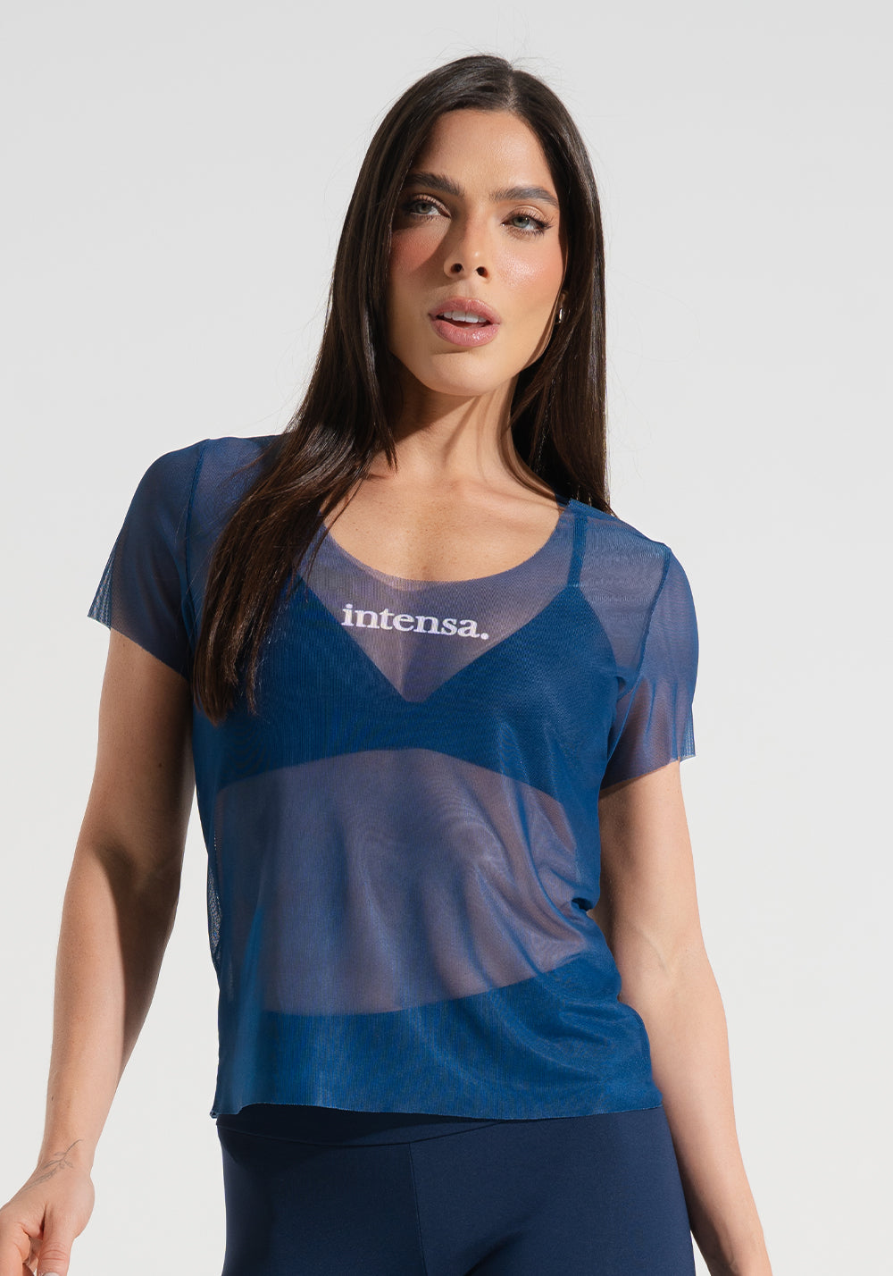 Blusa Baby Look Feminina de Tule Estampada Intensa Soul Dlk