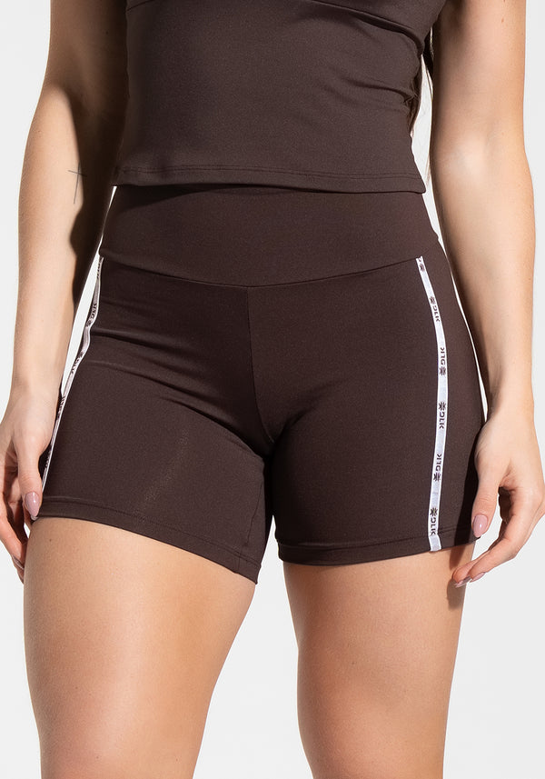 Short Fitness Feminino com Elástico Lateral Athletic Dlk Marrom