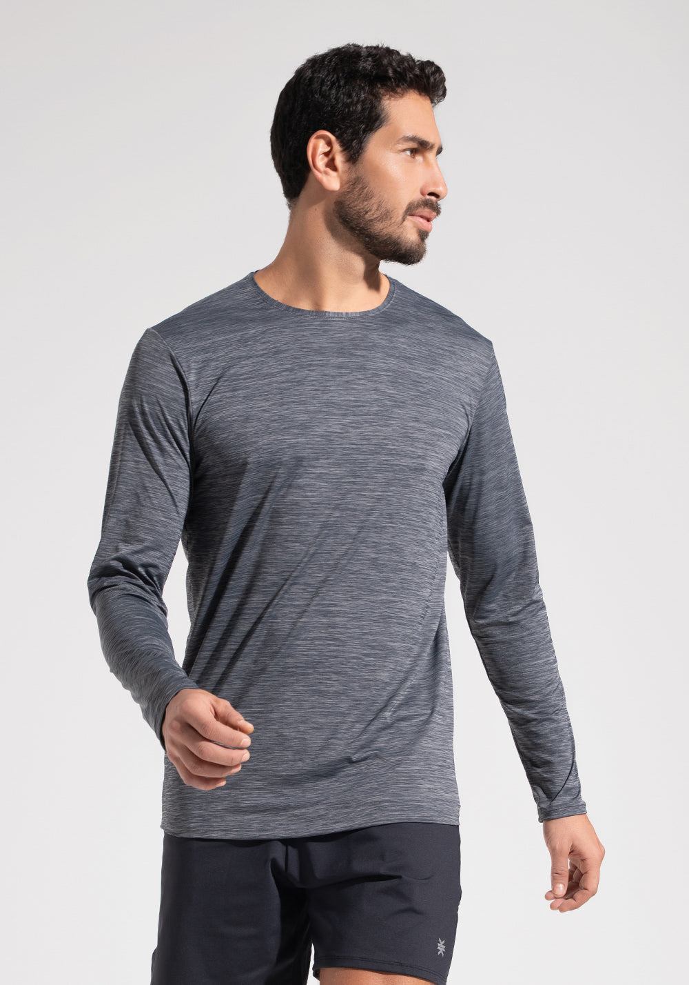 Camiseta Fitness Masculina Manga Longa Mescla Dlk Cinza