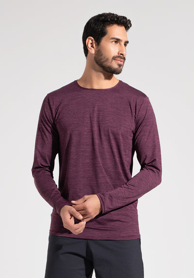 Camiseta Fitness Masculina Manga Longa Mescla Dlk Vinho