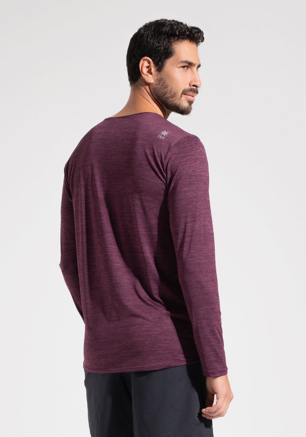 Camiseta Fitness Masculina Manga Longa Mescla Dlk Vinho