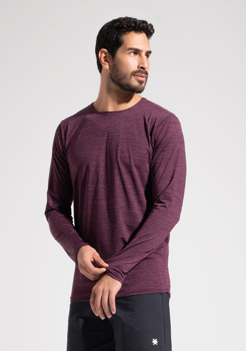Camiseta Fitness Masculina Manga Longa Mescla Dlk Vinho