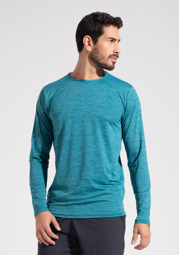 Camiseta Fitness Masculina Manga Longa Dlk Petróleo