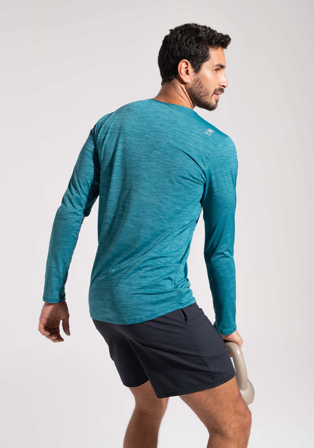 Camiseta Fitness Masculina Manga Longa Dlk Petróleo