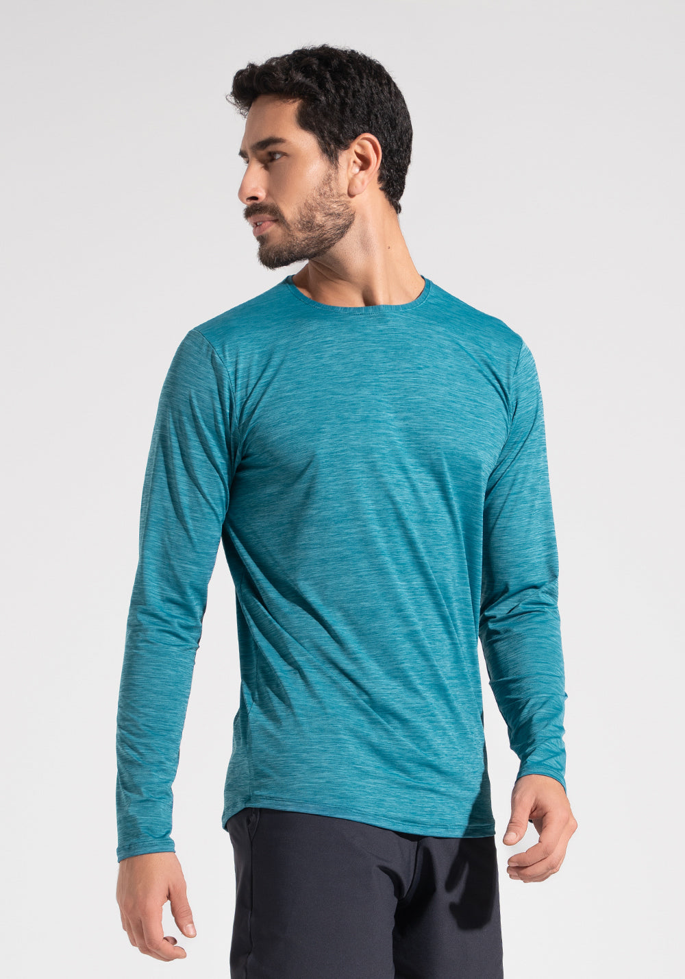 Camiseta Fitness Masculina Manga Longa Dlk Petróleo