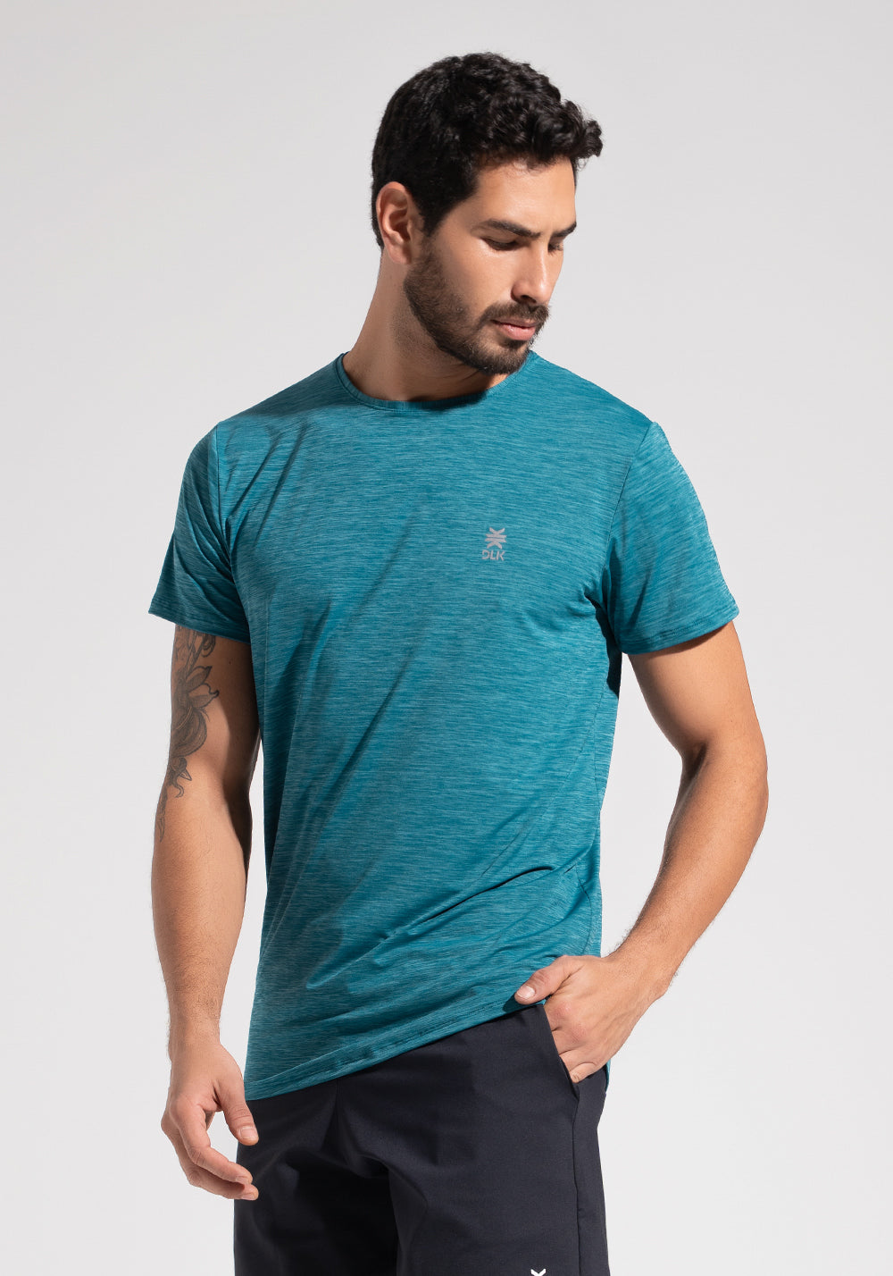 Camiseta Fitness Masculina Mescla Dlk Petróleo