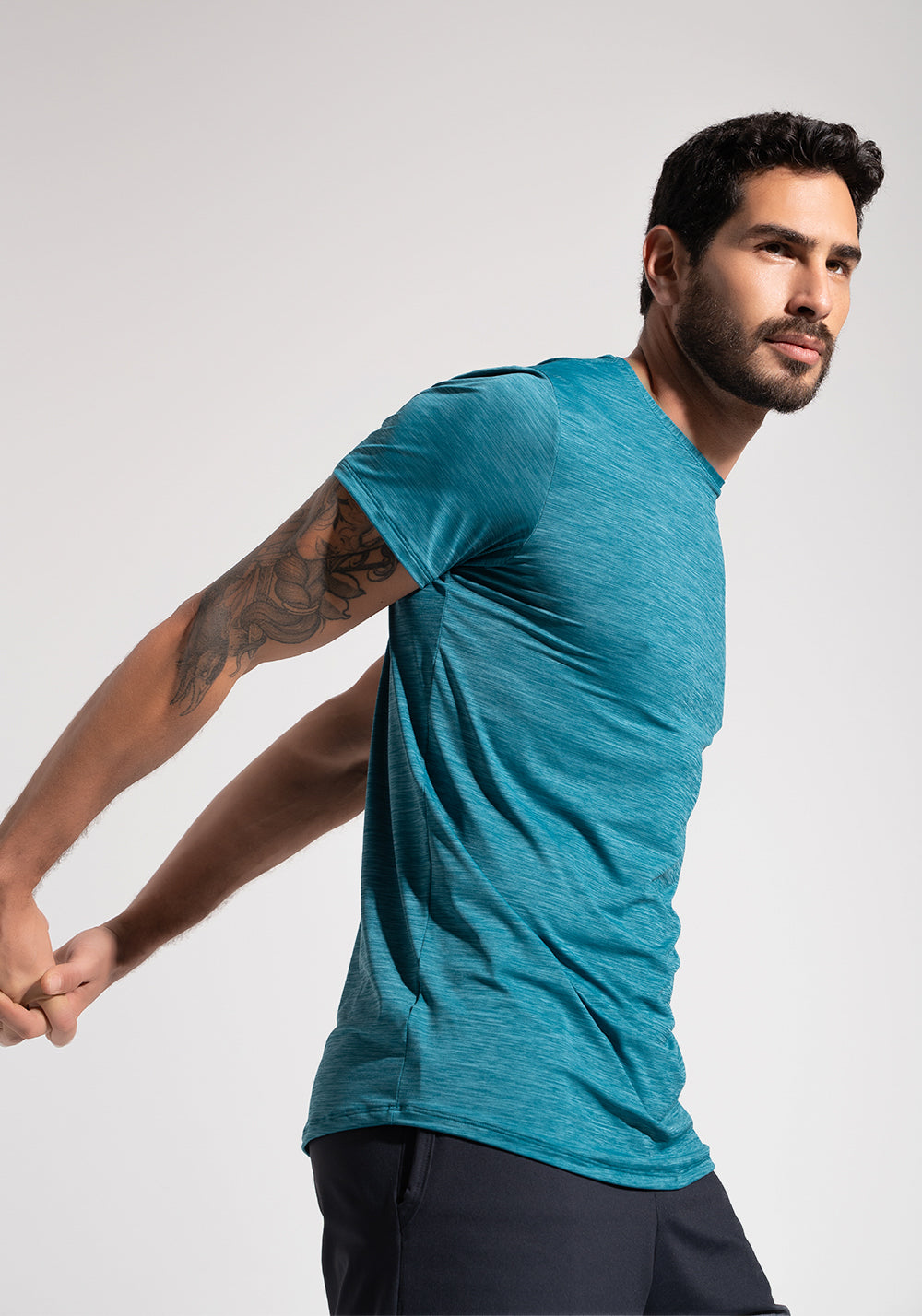 Camiseta Fitness Masculina Mescla Dlk Petróleo