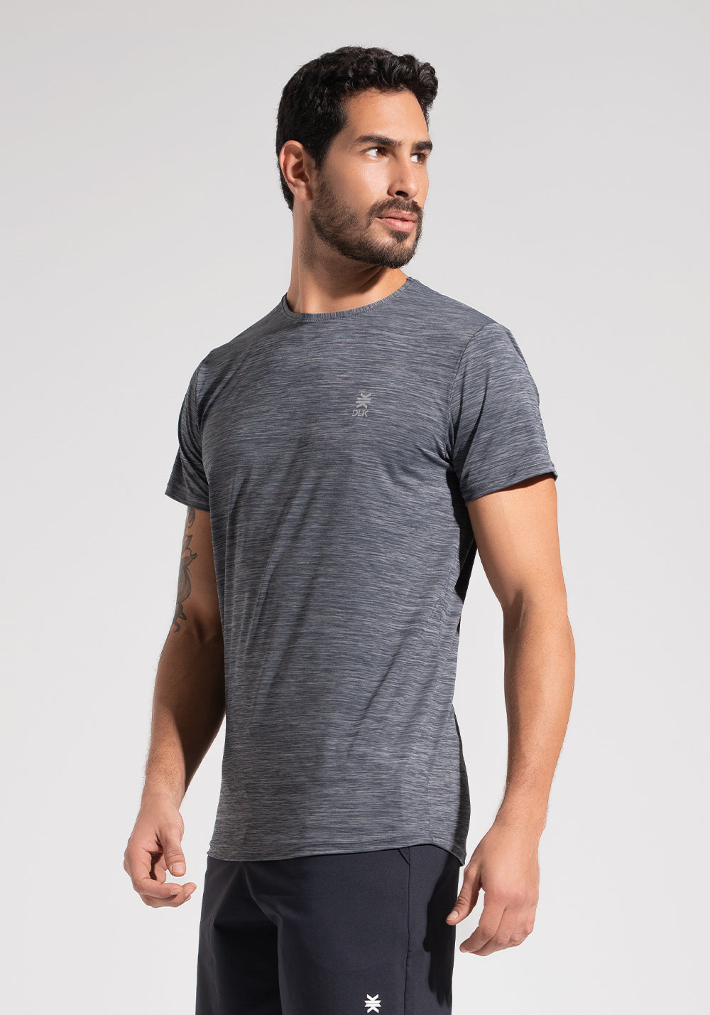Camiseta Fitness Masculina Mescla Dlk Cinza