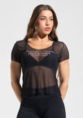 Blusa Baby Look Feminina de Tule Estampada Movimento e Disciplina Activity+ Dlk