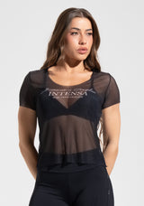 Blusa Baby Look Feminina de Tule Estampada Movimento e Disciplina Activity+ Dlk