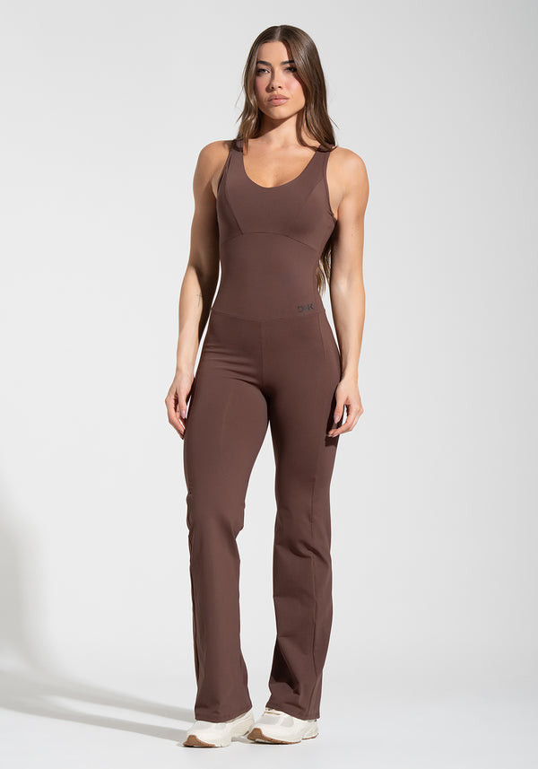 Macacão Flare Fitness Feminino Soul Dlk Marrom