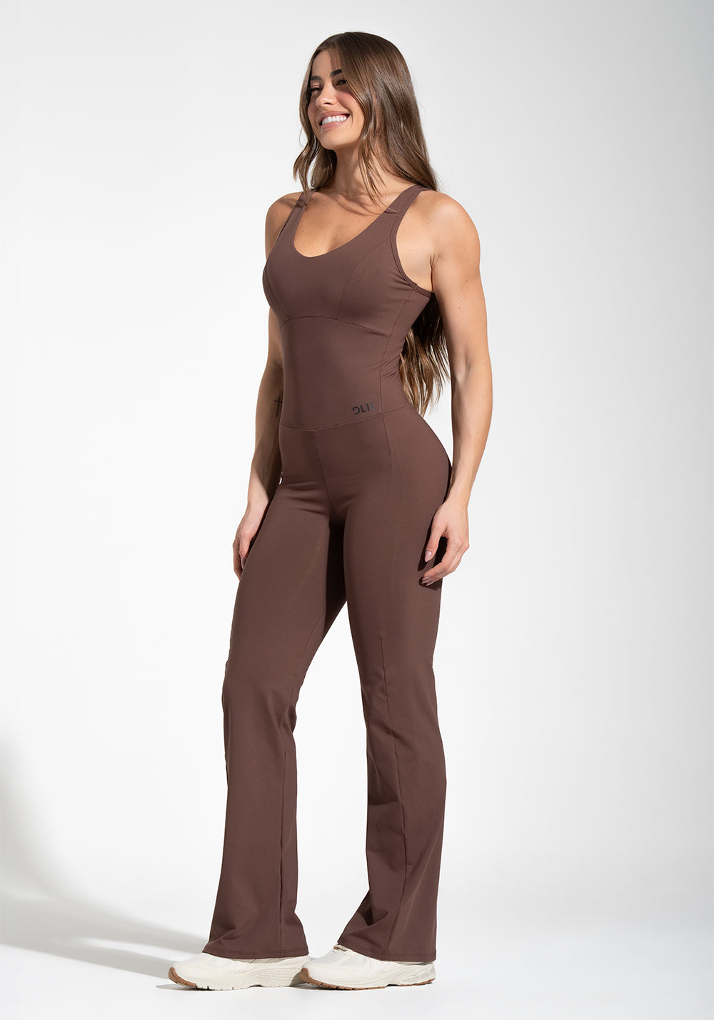 Macacão Flare Fitness Feminino Soul Dlk Marrom