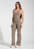 Macacão Flare Fitness Feminino Soul Dlk Cáqui