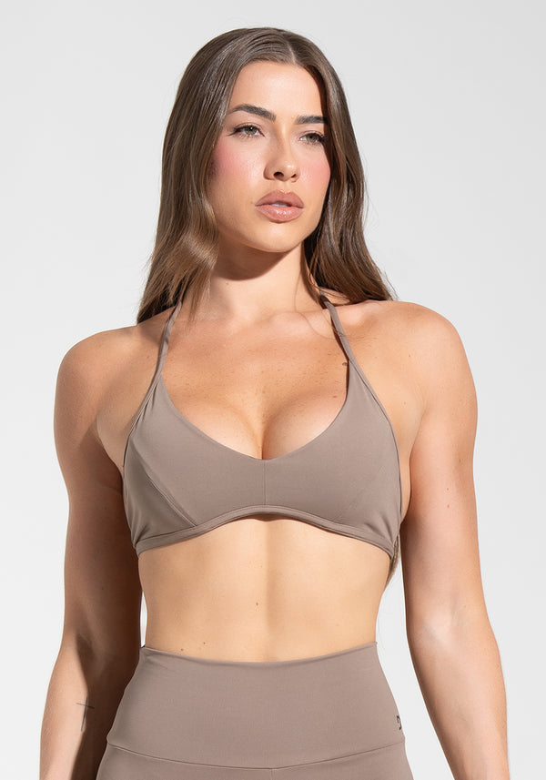 Top Fitness Feminino Frente Única Soul Dlk Cáqui