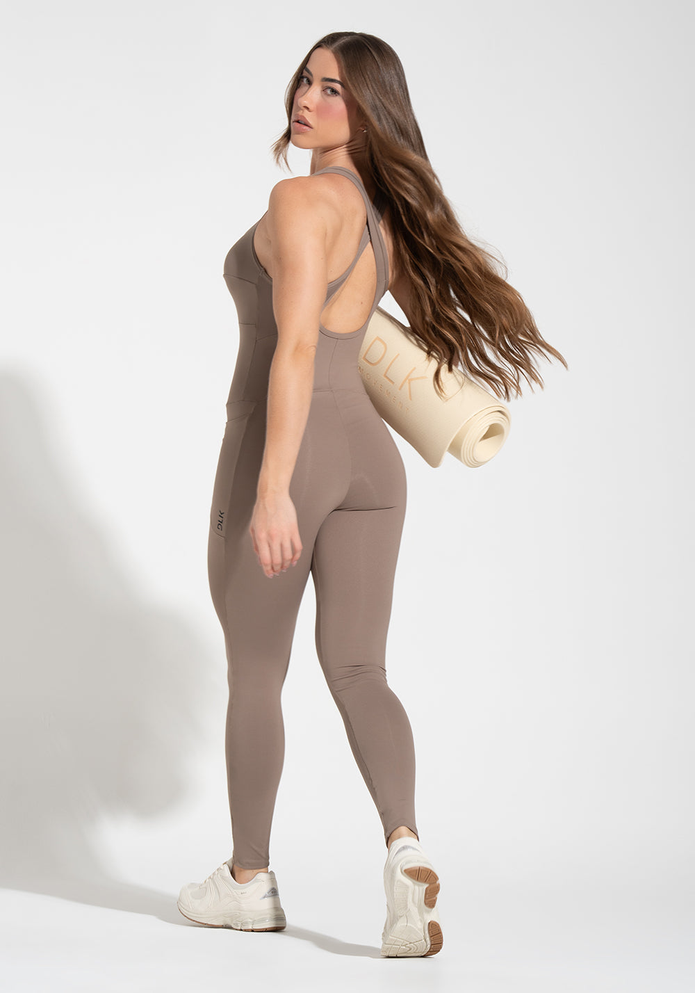 Macacão Fitness Feminino com Bolsos Soul Dlk Cáqui