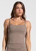 Top Alongado Fitness com Detalhe Canelado Motion Lines Dlk Cáqui