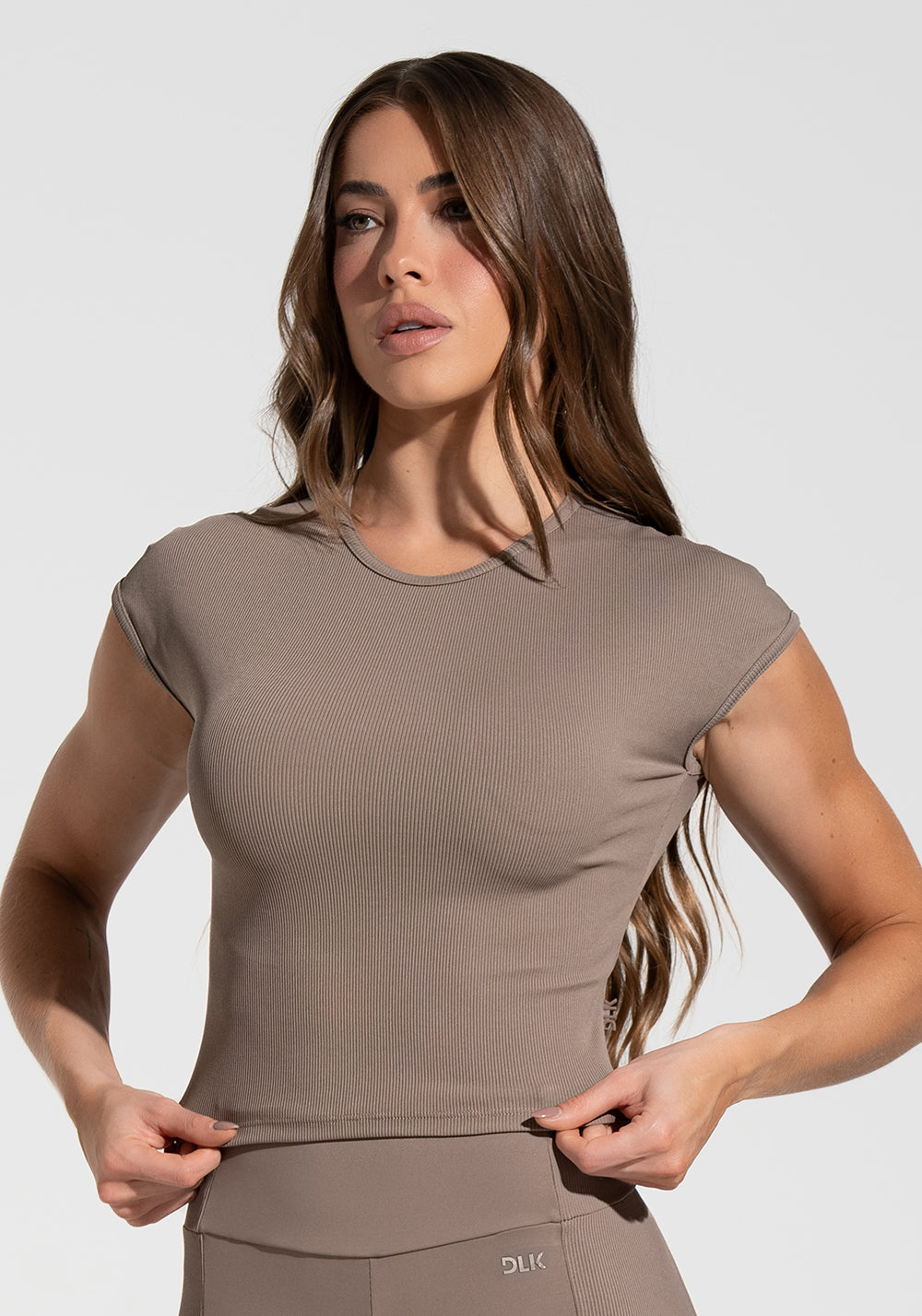 Blusa Feminina Canelada Motion Lines Dlk Cáqui