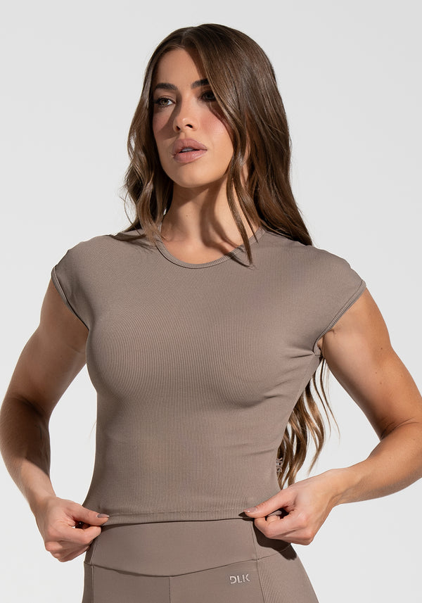 Blusa Feminina Canelada Motion Lines Dlk Cáqui