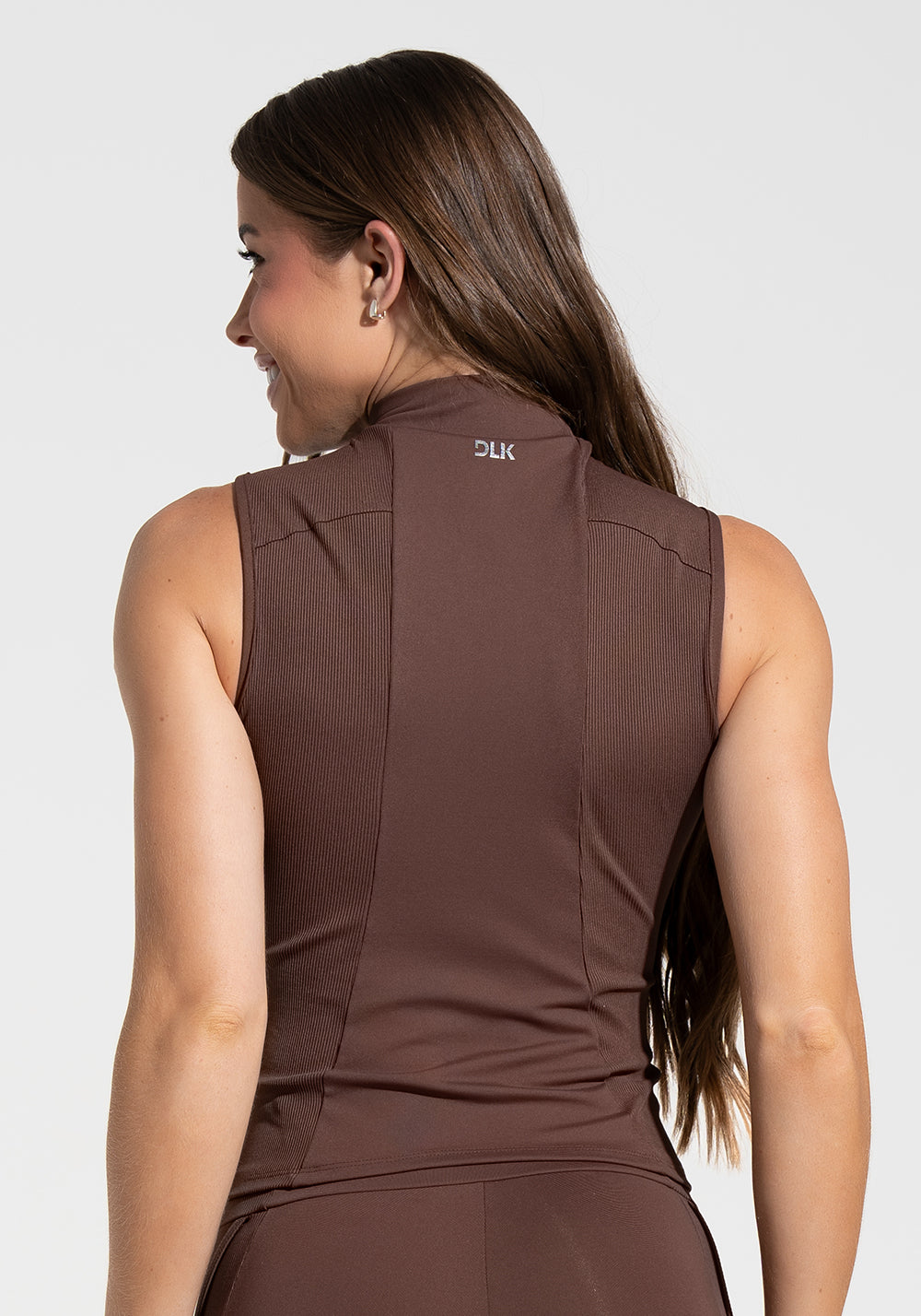 Colete Fitness Feminino com Detalhe Canelado Motion Lines Dlk Marrom