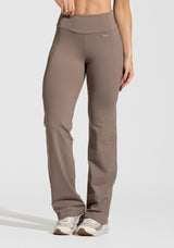 Calça Flare Fitness com Detalhe Canelado Motion Lines Dlk Cáqui
